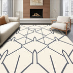 Cream Gray Linear Geometric Lattice Rug