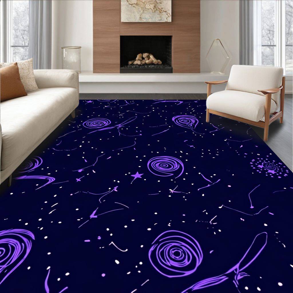 Cosmic Spiral Galaxy Night Rug