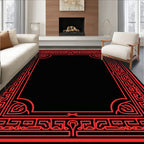 Bold Red Geometric Frame Rug