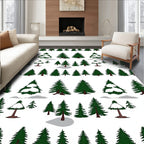 Evergreen Forest Snow Topped Trees Rug