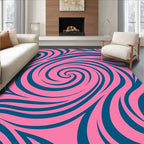 Pink Teal Swirl Abstract Rug