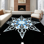Ornate Blue Snowflake Mandala Rug