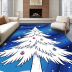 Whimsical White Christmas Tree Ornaments Rug