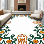 Golden Pumpkin Green Vine Floral Accent Rug
