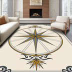Golden Compass Rose Ornate Border Rug