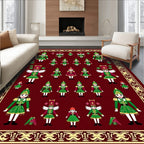 Nutcracker Soldiers Cherry Red Border Rug