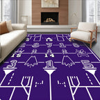 Bold Purple Geometric Number Grid Rug