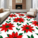 Vibrant Red Flower Garden Rug