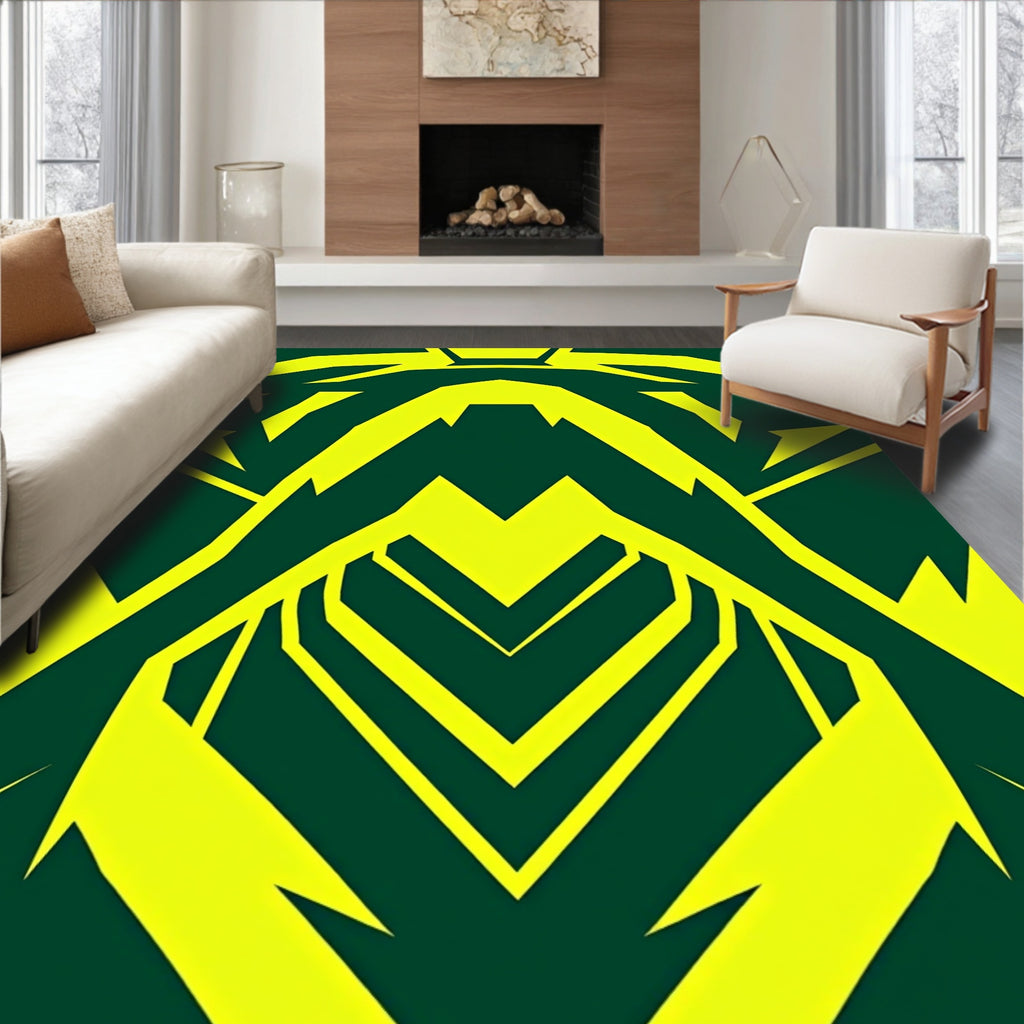 Bold Yellow Geometric Jagged Stripe Rug