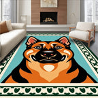 Vibrant German Shepherd Portrait Border Rug