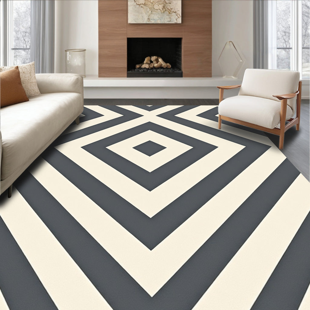 Charcoal Diamond Geo Illusion Rug