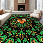Rustic Squirrel Garden Mandala Rug