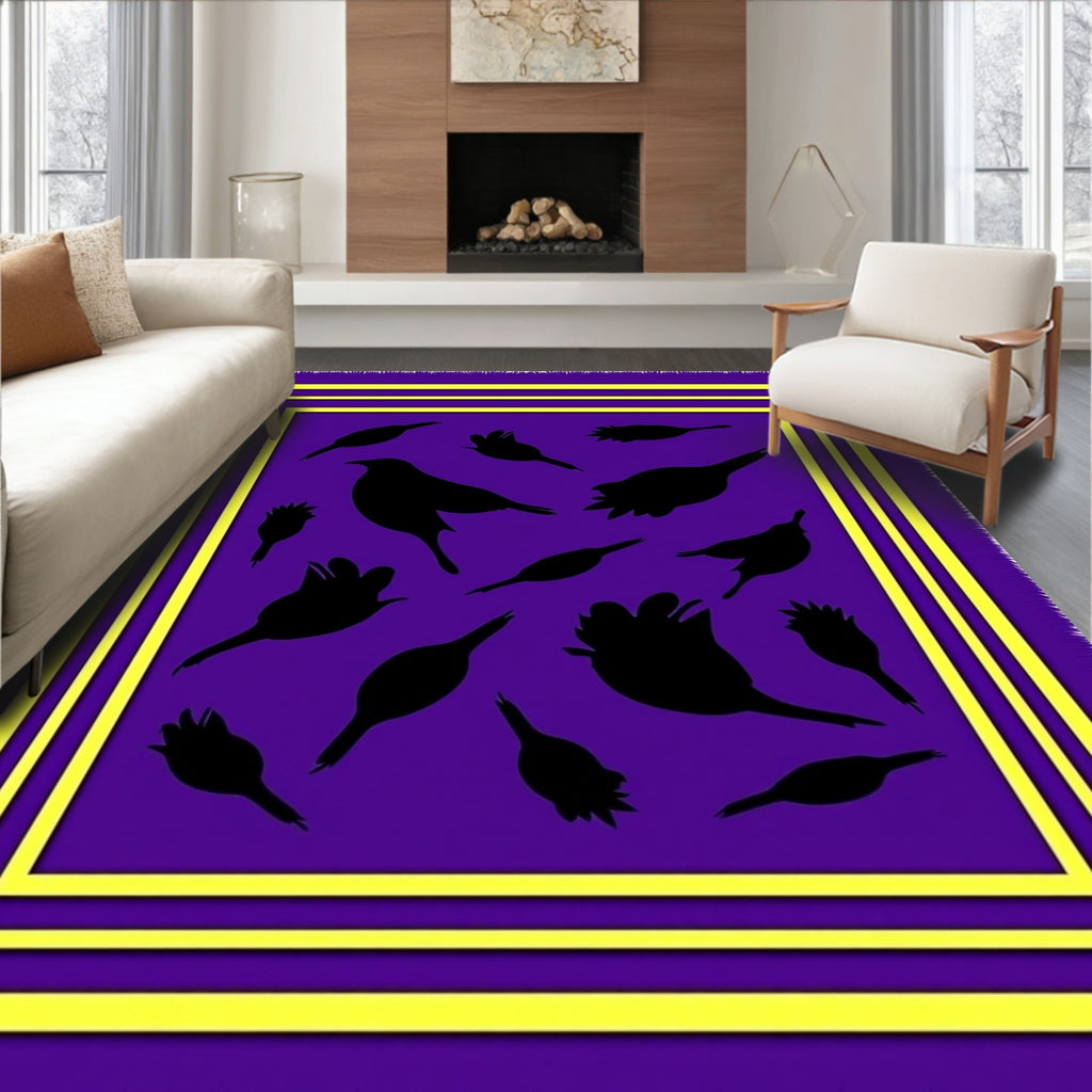 Bold Purple Bird Silhouette Scatter Rug