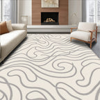 Minimalist Cream Abstract Swirl Rug