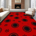 Crimson Sunburst Floral Scatter Rug