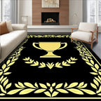 Golden Trophy Laurel Wreath Border Rug