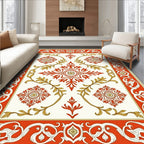 Crimson and Gold Floral Medallion Rug