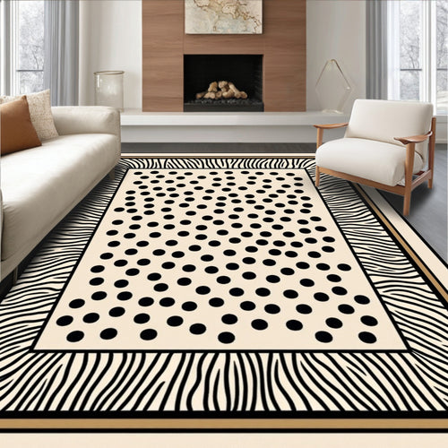 Black Dot Cream Zebra Border Rug