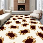 Brown Tan Abstract Sunburst Collage Rug