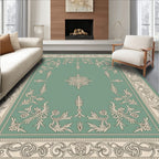Vintage Teal Floral Scrollwork Medallion Rug