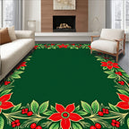 Festive Red Poinsettia Garland Vine Rug