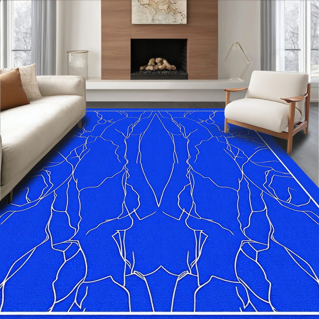 Blue Abstract Organic Linear Rug