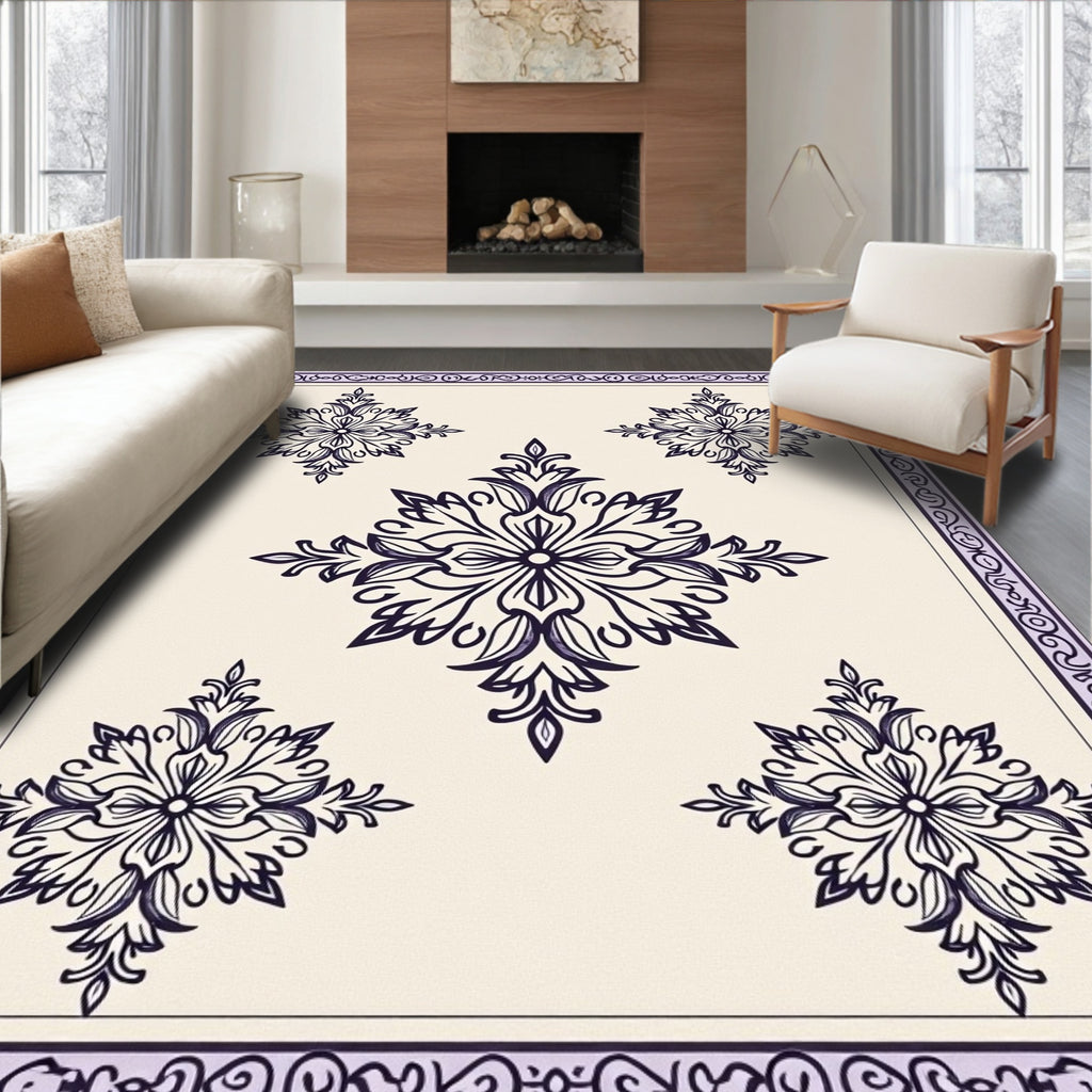 Vintage Indigo Floral Medallion Arrangement Rug
