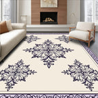 Vintage Indigo Floral Medallion Arrangement Rug