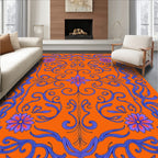 Vibrant Orange Amethyst Floral Scroll Rug