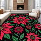 Vibrant Red Floral Medallion Garden Rug