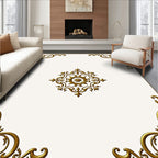 Ornate Gold Medallion Corner Accents Rug