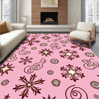 Pink Snowflake and Swirl Medley Rug