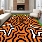 Vivid Orange Black White Swirl Rug