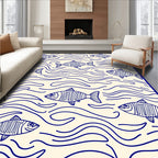 Blue Fish Aquatic Marine Life Rug