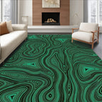 Emerald Green Swirling Lines Rug
