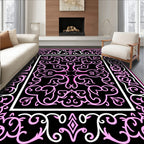 Lively Pink Floral Vine Border Rug