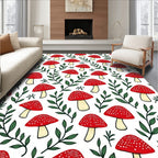 Red Spotted Mushroom Leaf Garden Rug