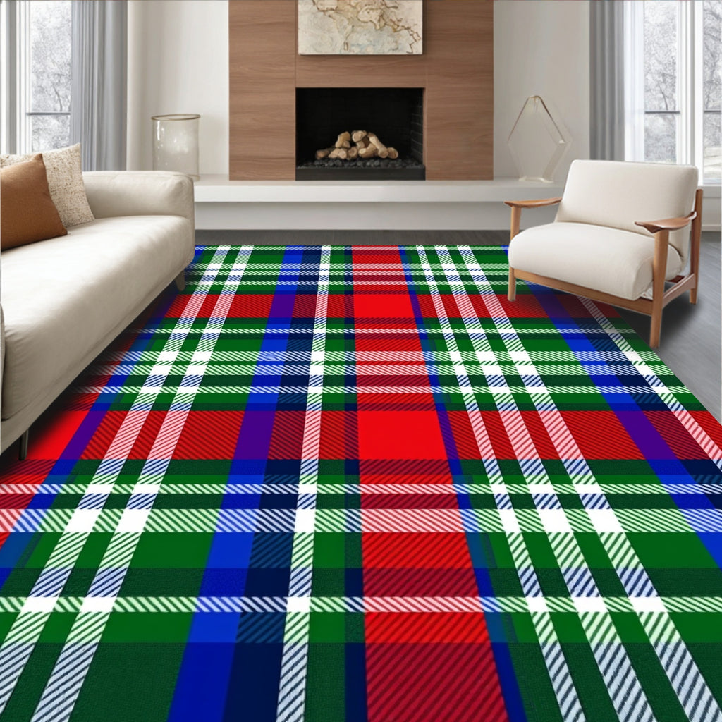 Classic Red Green Blue Plaid Rug