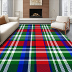 Classic Red Green Blue Plaid Rug