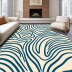 Navy Blue Contemporary Flowing Lines Rug