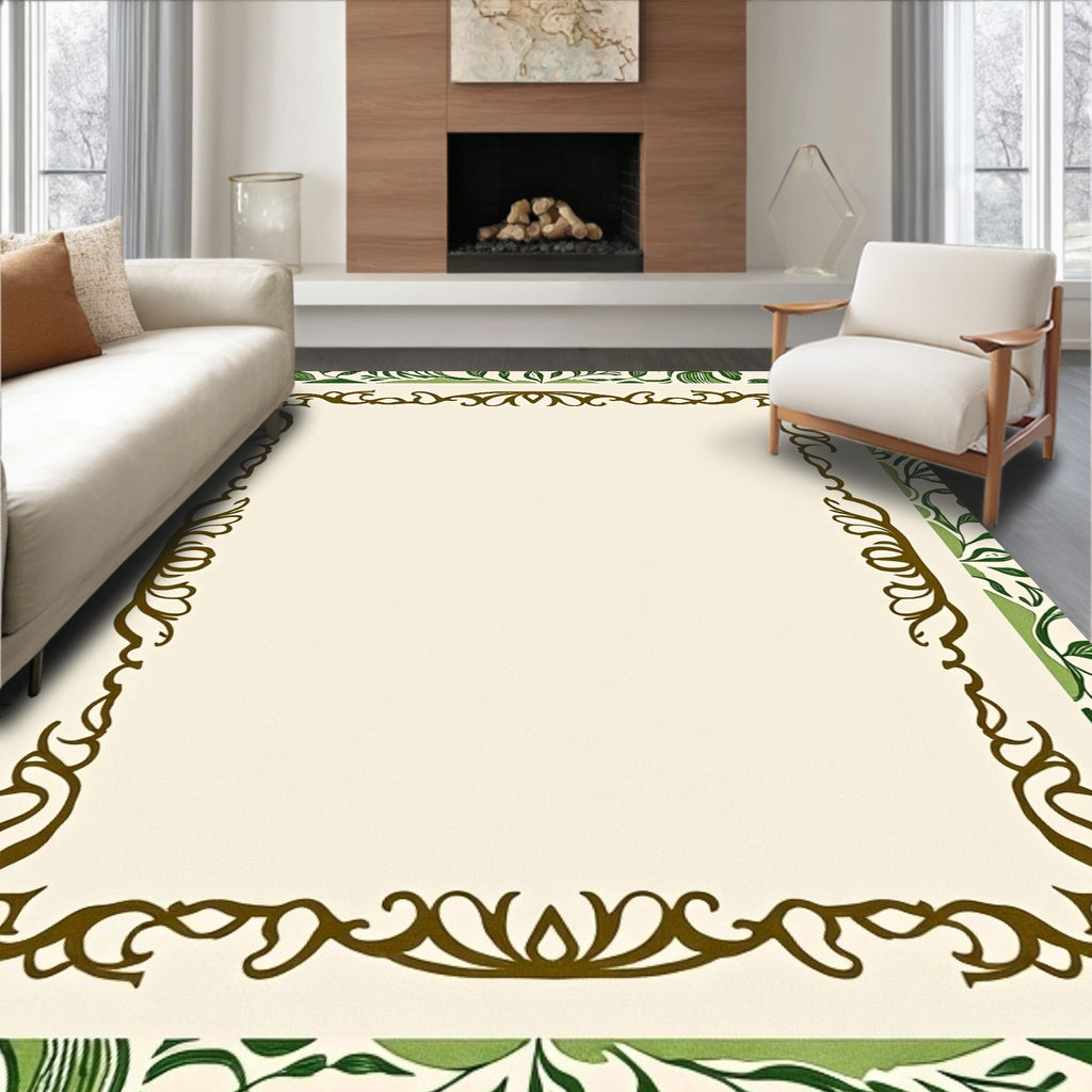 Gilded Brown Ivy Cream Border Rug