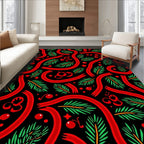 Festive Red Ribbon Pine Branch Harmony Rug