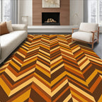 Retro Chevron Stripes Earth Tones Rug