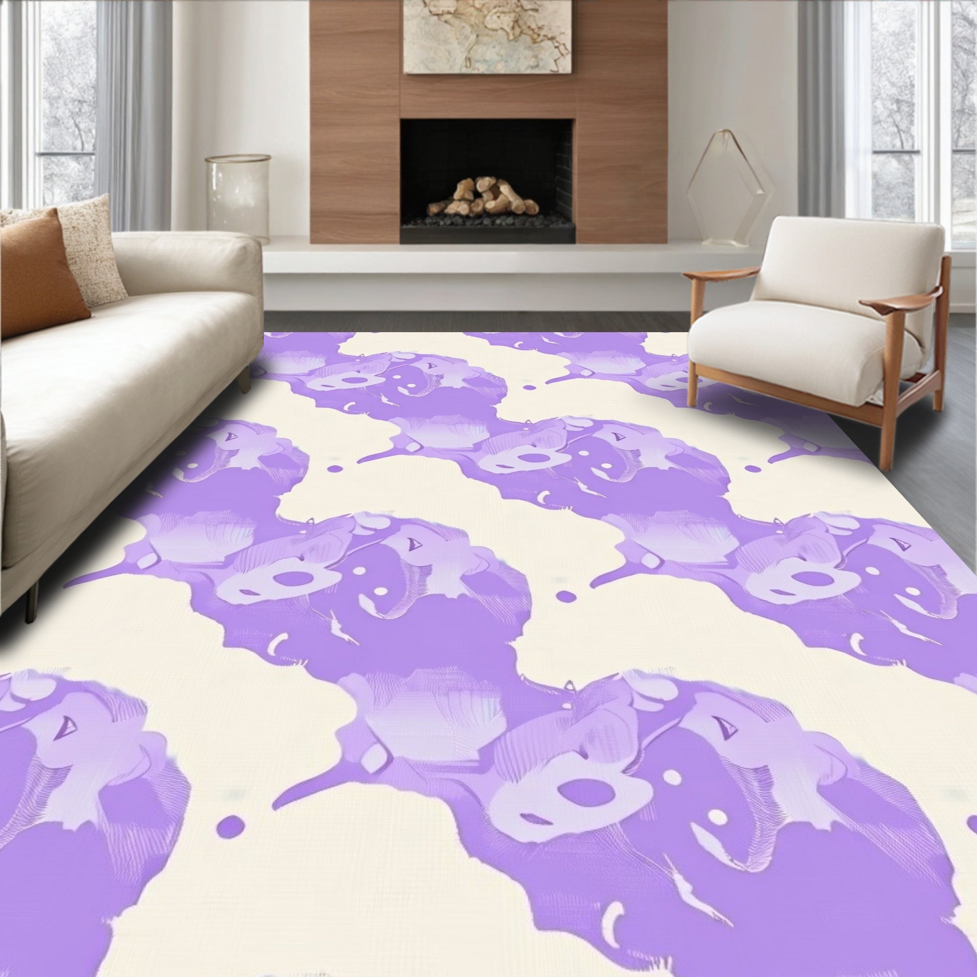 Lavender Abstract Organic Shape Rug