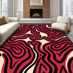 Crimson Black Wavy Abstract Rug