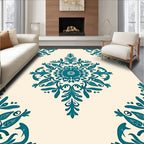 Teal Floral Medallion Damask Rug