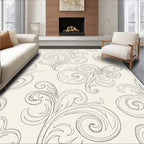 Off-white Scrollwork Nature Line Art Rug