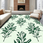 Dark Green Botanical Branch Repeat Rug