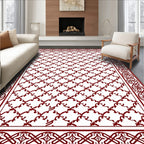 Crimson Lattice Ornate Border Rug