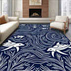 Undersea Life Navy White Whimsical Rug
